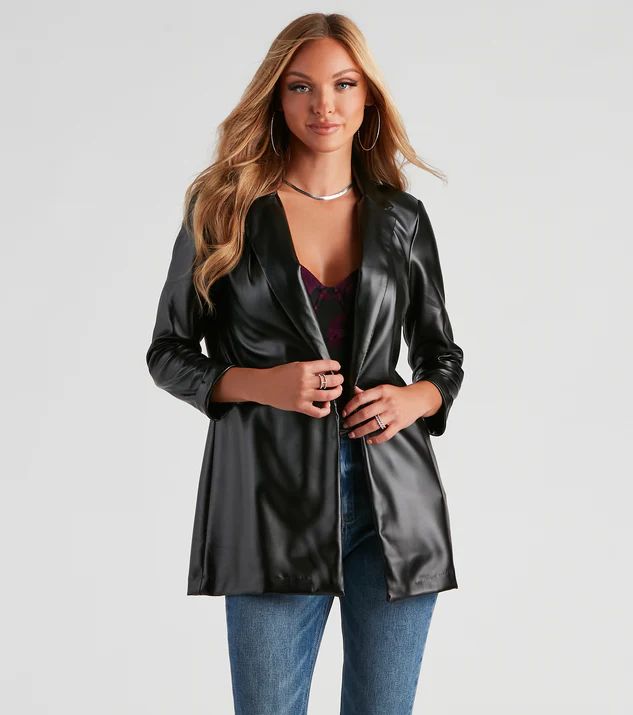 Elevated Sleek Faux Leather Blazer | Windsor Stores