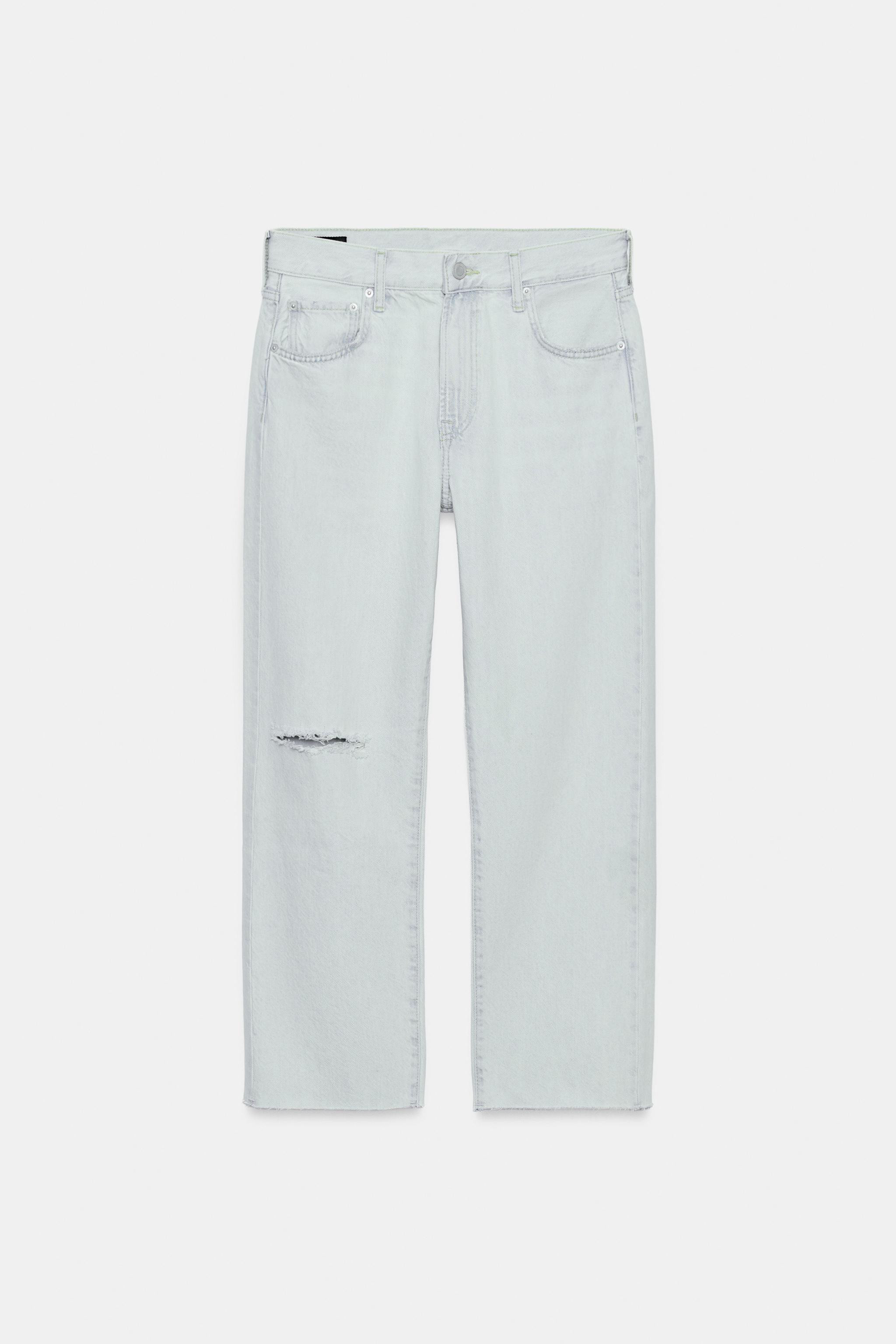 ZW COLLECTION MID-RISE RIPPED STRAIGHT LEG JEANS | Zara Canada