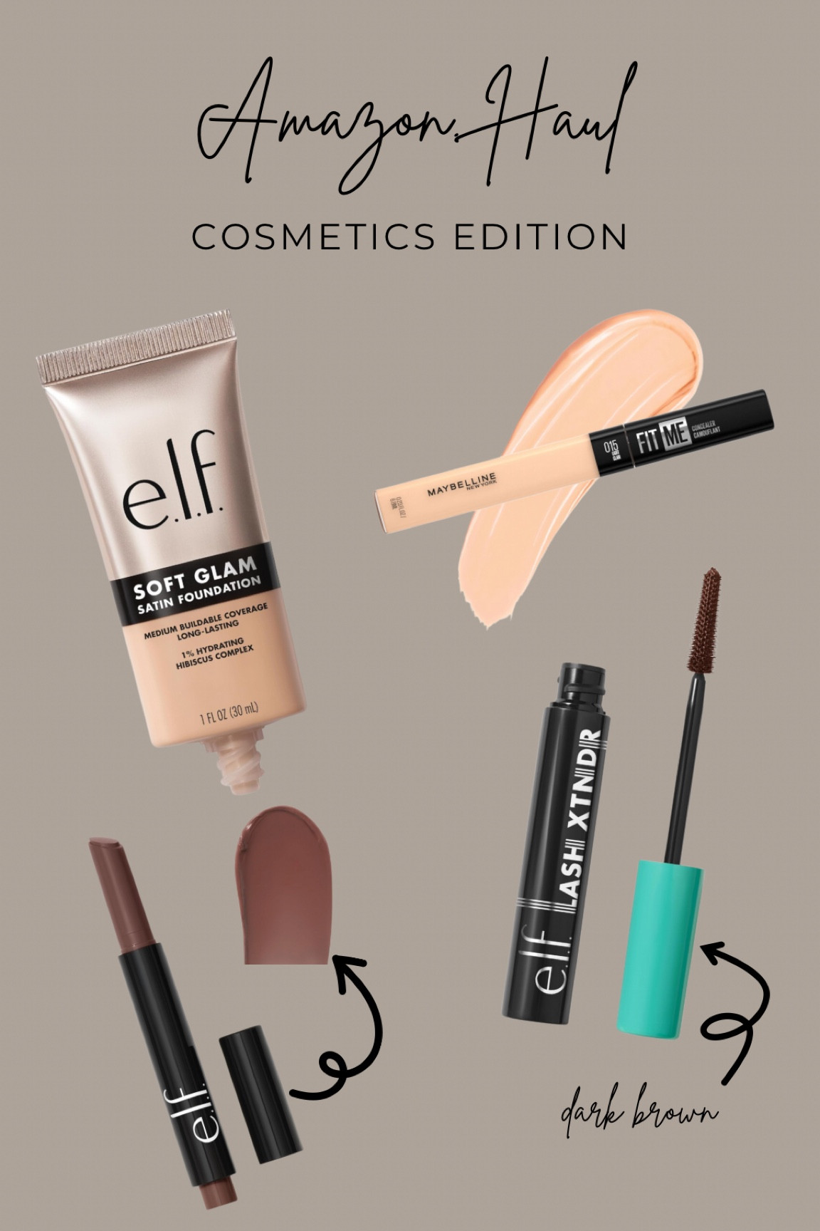 Amazon makeup haul! I’m an elf girlie for most of my products but I will forever use the Maybelline Fit Me concealer. It’s literally so perfect. I have at least 10 shades to meet all my needs throughout the seasons. I love using it for highlight, concealer, foundation, contour, bronzer.. you name it, it’s probably a shade of the concealer on my face because it’s the perfect finish. Also really wanted to try some new elf products and I got my favorite mascara in brown to see if I need to jump on the brown mascara bandwagon!

Amazon find, makeup, makeup restock, basic makeup, Amazon deals, Amazon, cosmetics, affordable makeup

#LTKFindsUnder50 #LTKBeauty