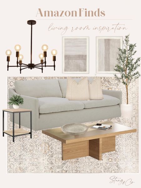 Neutral living room style - all from Amazon!

Cloud couch - neutral decor - black chandelier - faux olive tree - natural wood coffee table - wood side table - neutral throw pillows - neutral wall art

#LTKhome #LTKstyletip #LTKunder100