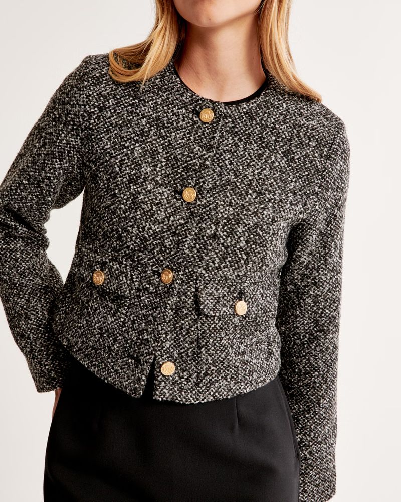 Collarless Textured Jacket | Abercrombie & Fitch (US)