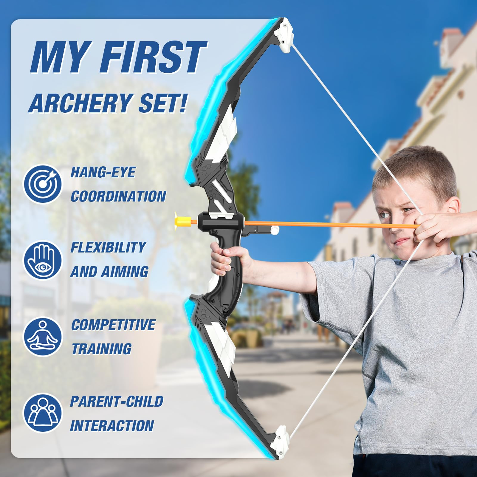 2 Pack Bow and Arrow for Kids, LED Light Up Archery Set with 24 Suction Cup Arrows, 1 Standing Ta... | Amazon (US)