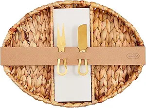 Mud Pie Hyacinth Oval Serving Tray; Server Assembled 10 1/2" x 15" | Utensils 5 1/4" | Amazon (US)