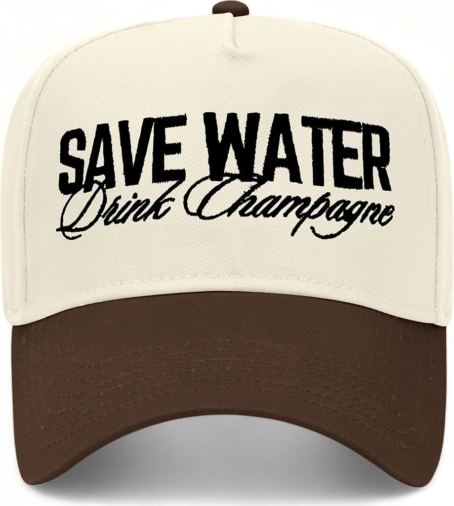 Save Water Drink Champagne Hat | Premium Vintage Trucker Hat with Adjustable Snapback for Men and... | Amazon (US)