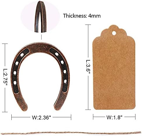 HDFSP 10pcs Lucky Horseshoe Wedding Favors with Kraft Tag, Vintage Metal Mini Horseshoe Decorations  | Amazon (US)