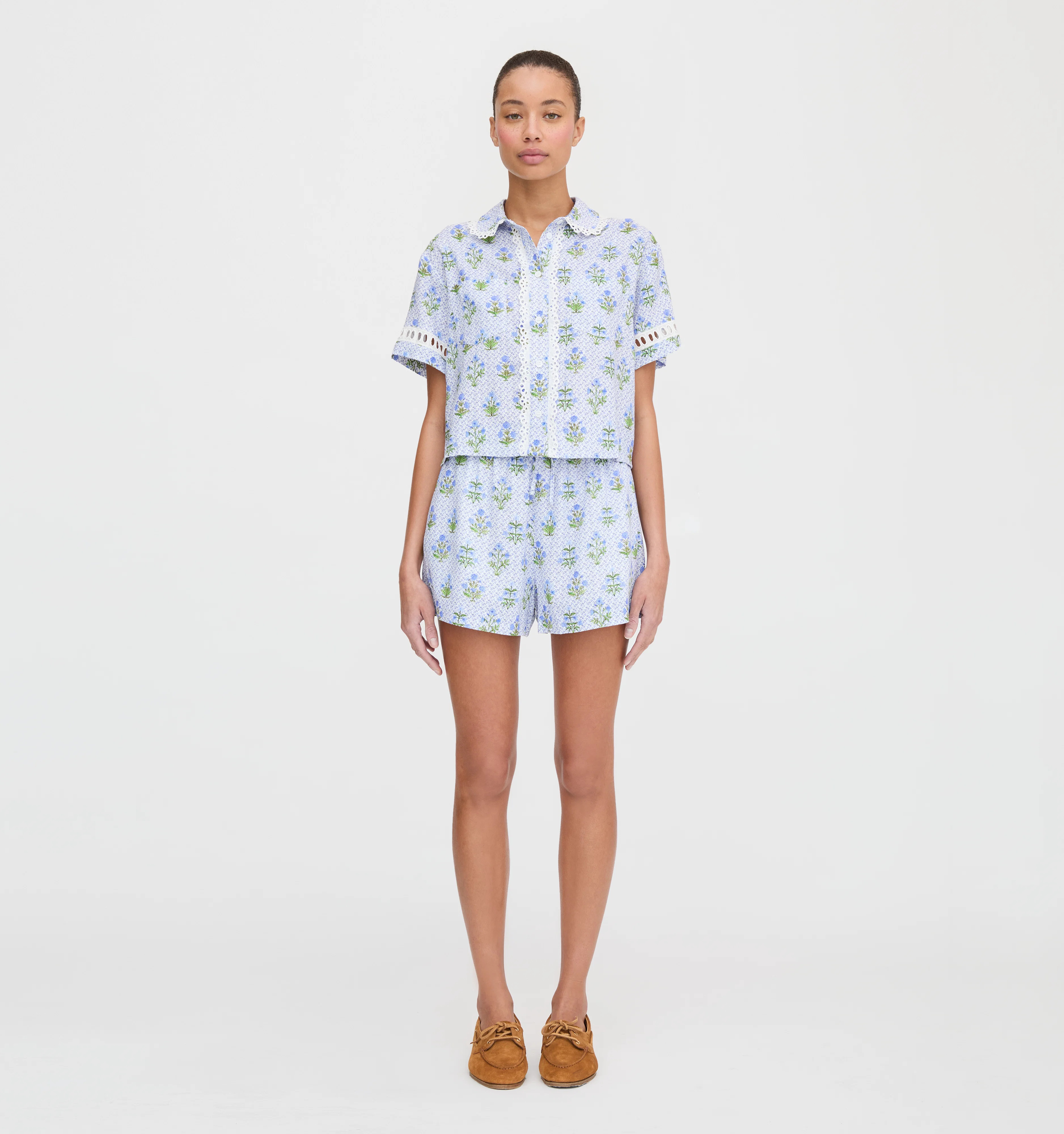 The Annette Top - Blue Block Print | Hill House Home US