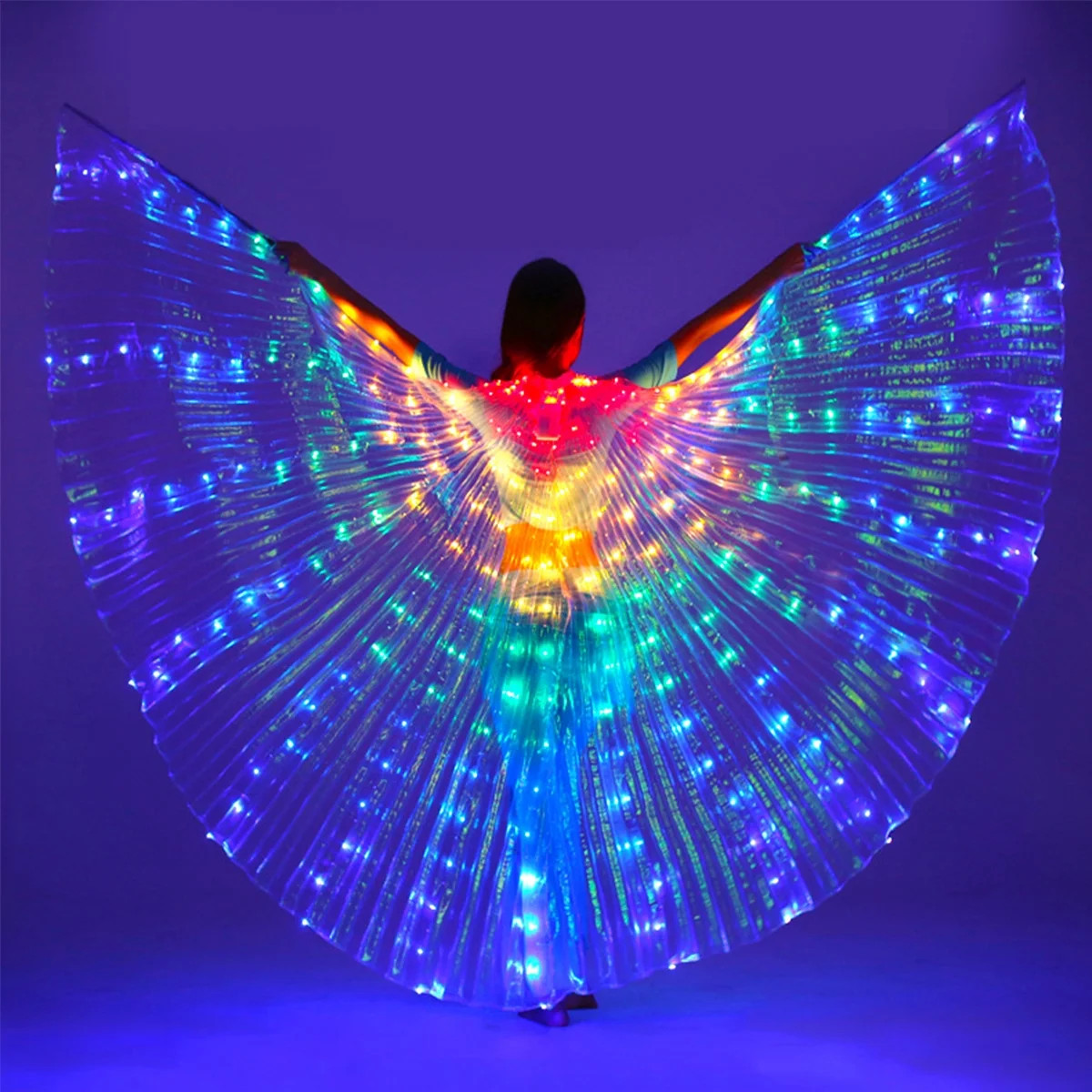 MTFun LED Isis Wings Belly Dance Wings Colorful LED Butterfly Wings with Telescopic Sticks Glowin... | Walmart (US)