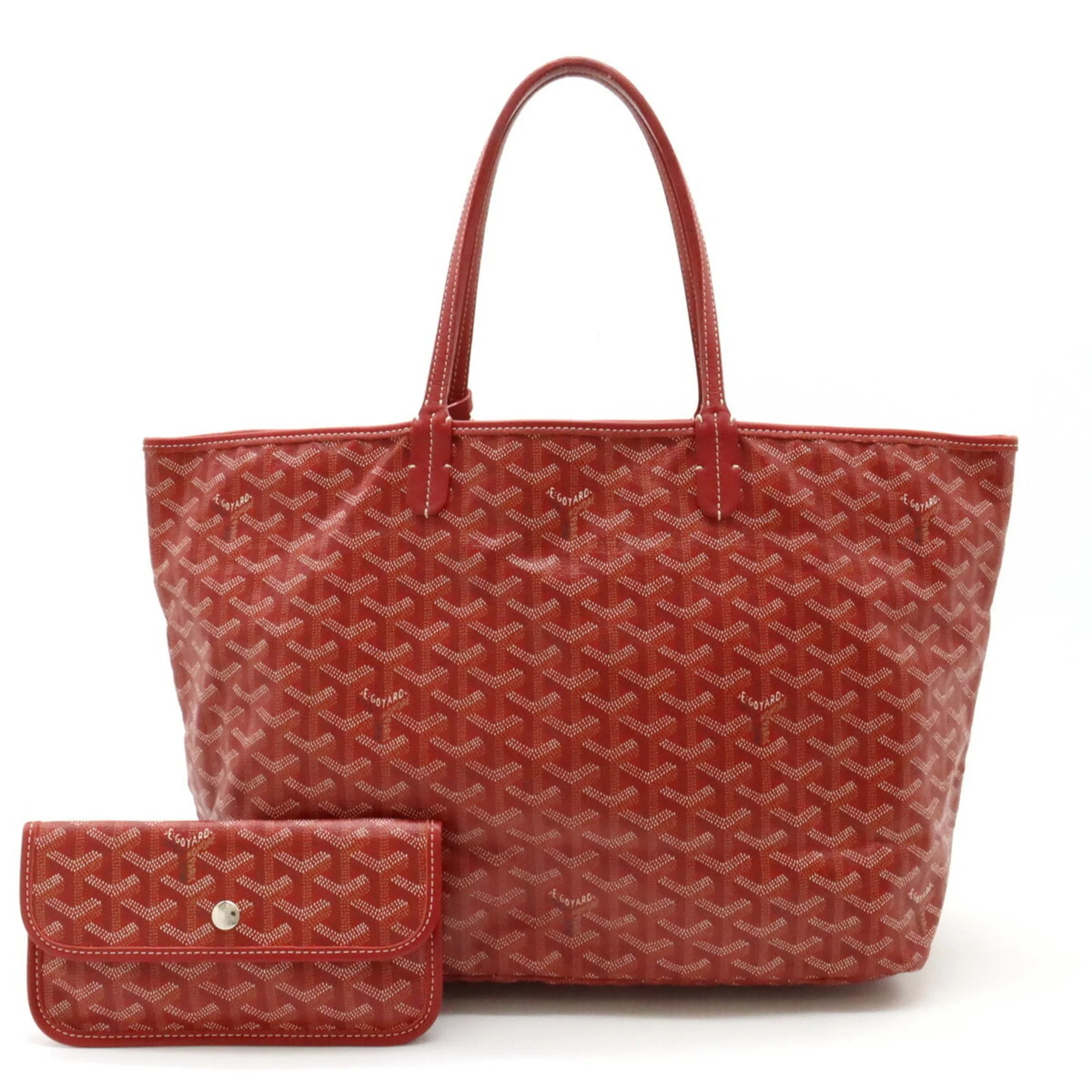 Pre-Owned GOYARD Saint Louis PM Tote Bag Shoulder Coated Canvas Leather Red White (Good) | Walmart (US)