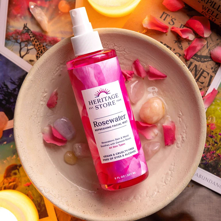 Rosewater Refreshing Facial Mist, Hydrating Mist for Skin & Hair, 8 fl oz by Heritage Store | Walmart (US)