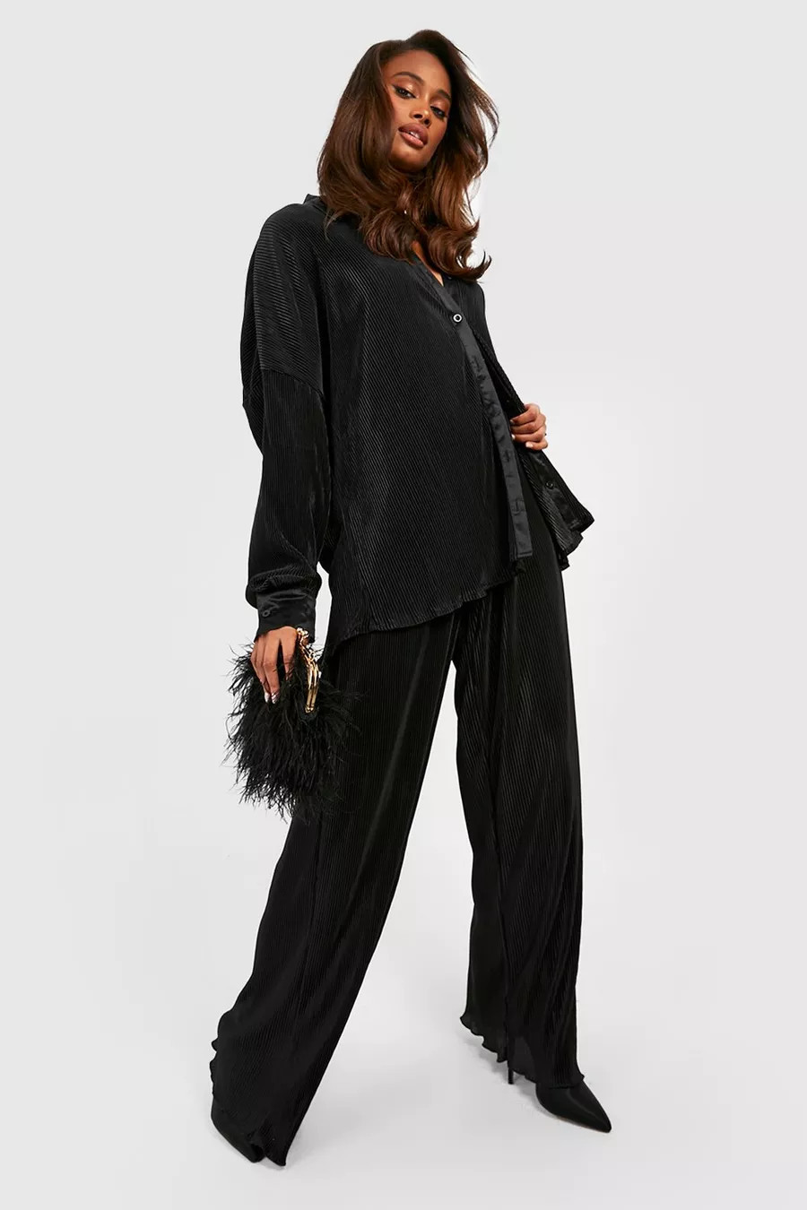 Premium Plisse Broek Met Wijde Zomen | Boohoo.com (NL)