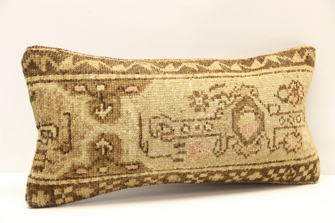 Handmade Kilim Lumbar Pillow Cover, 10x20 Inch Oriental Boho Cushion - Etsy | Etsy (US)