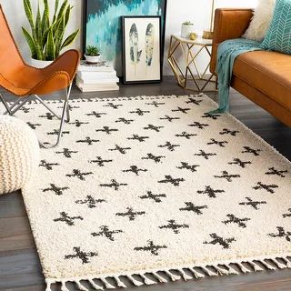 Georgie Moroccan Geo Shag Area Rug - 6'7" x 9' - Ivory | Bed Bath & Beyond