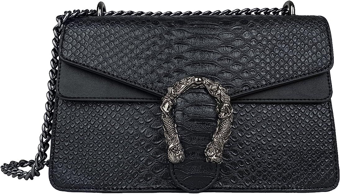 Crossbody Bags For Women Snake Print Clutch Purses Cross Body Evening Handbag Chain Strap Shoulde... | Amazon (US)