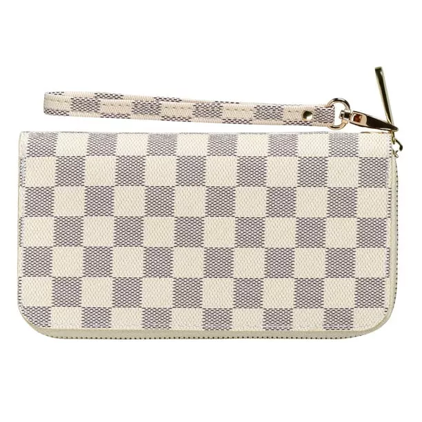 Luxouria, Bags, Luxouria Leather Checkered Makeup Bag White