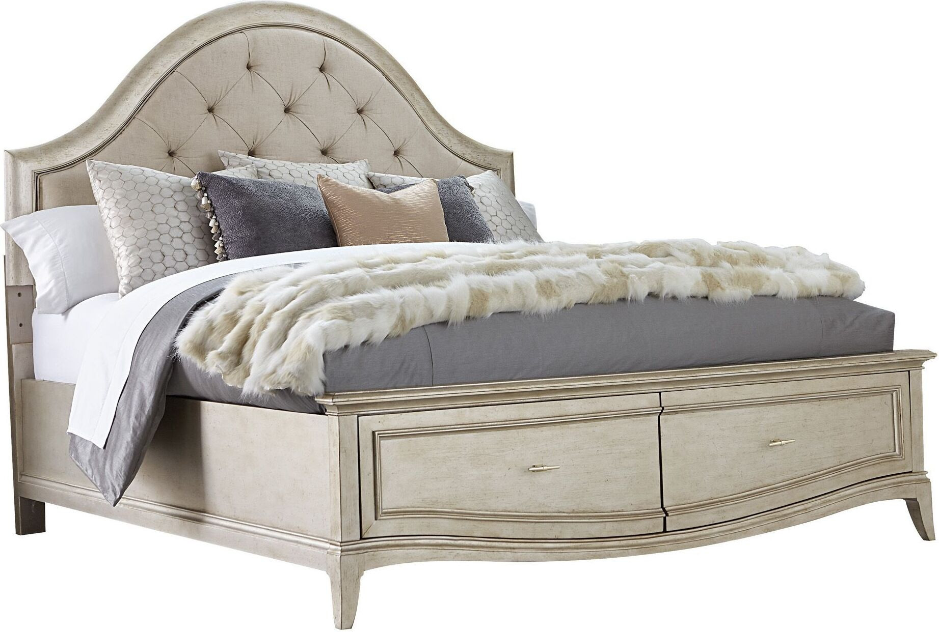 Starlite Silver Queen Upholstered Storage Panel Bed | 1stopbedrooms