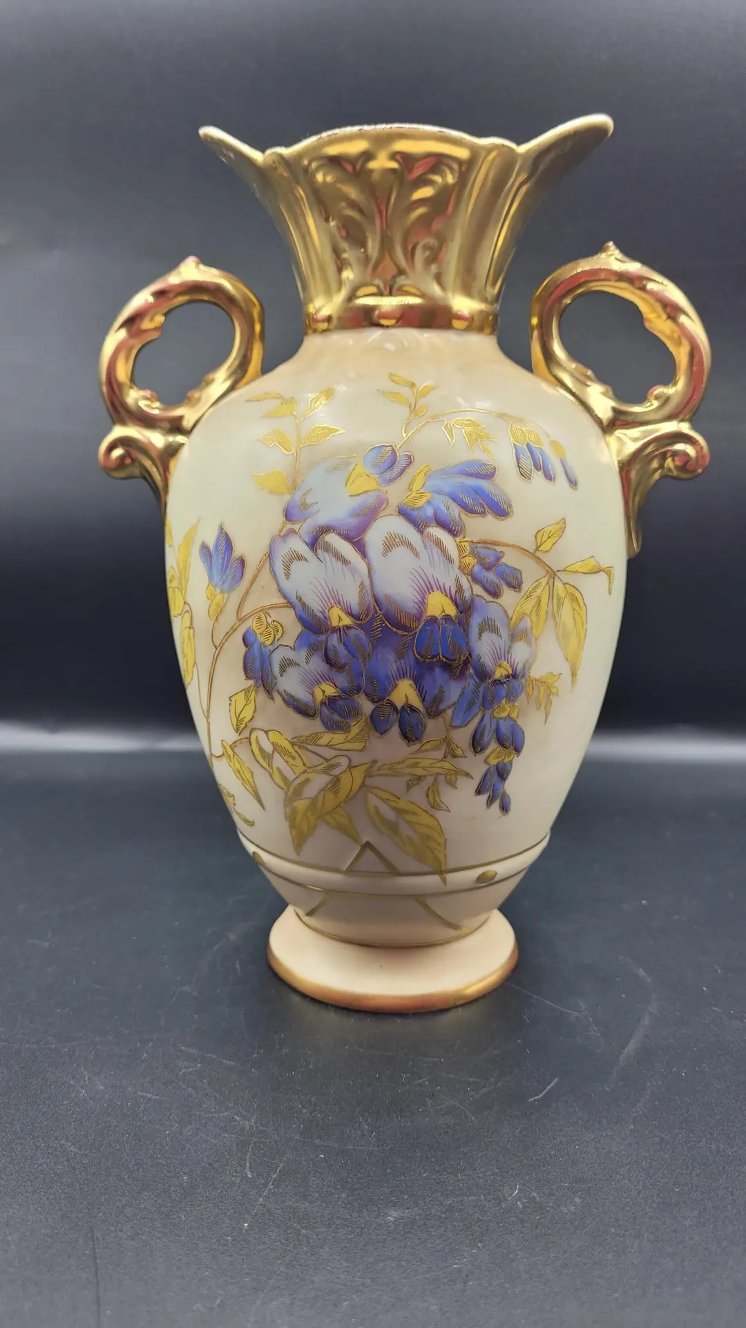 Vintage R H Austria Hand Painted Floral Double Handled Vase Porcelain Art Nouveau Gold Detail Gil... | Etsy (US)