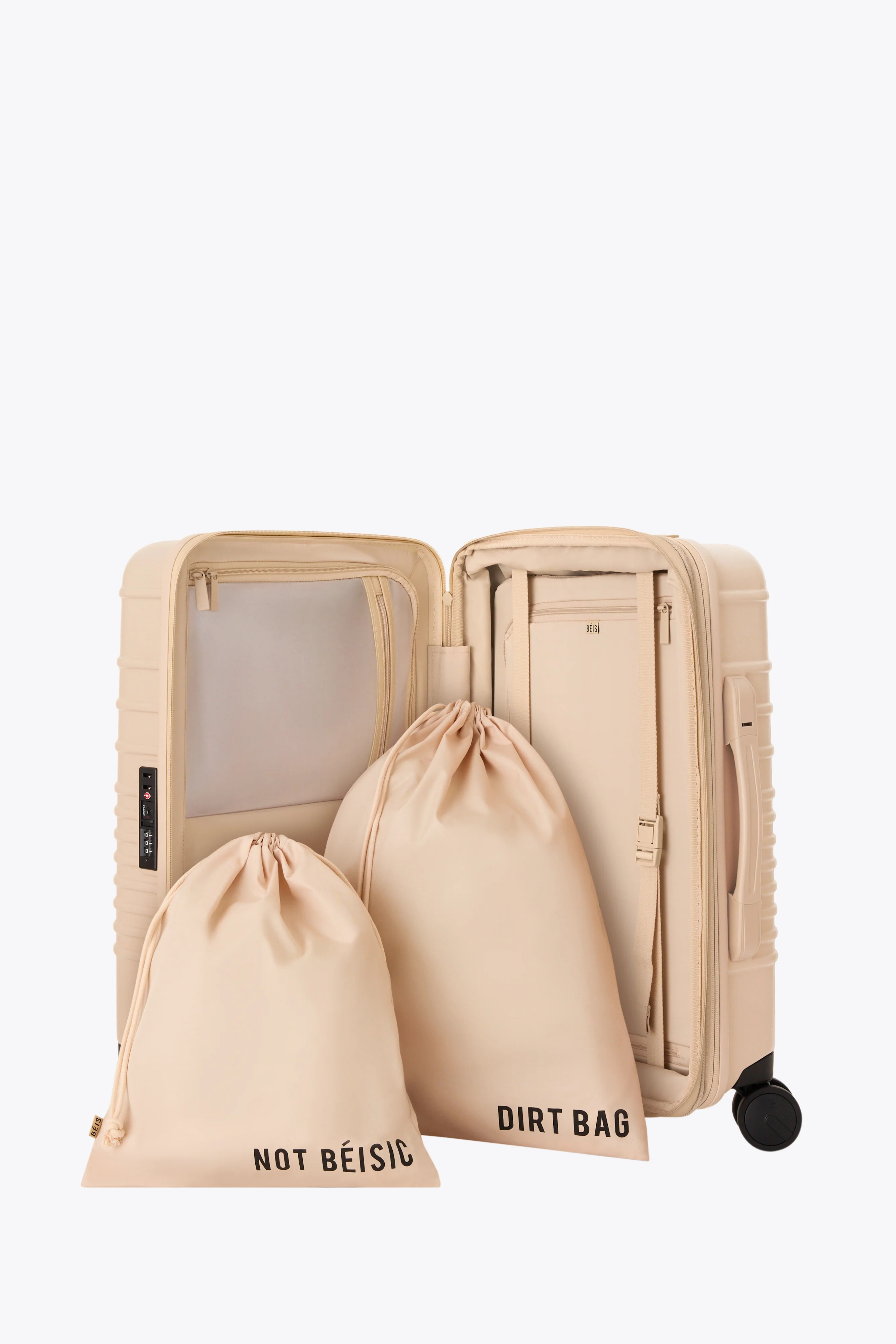 BÉIS 'The Carry-On Roller' in Beige - 21" Carry On Rolling Luggage & Suitcase | BÉIS Travel