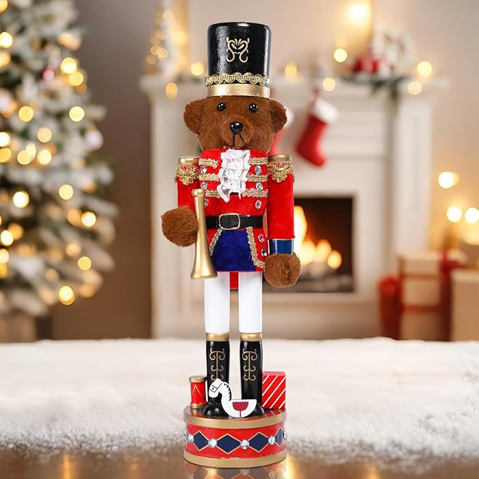 WONDER GARDEN Christmas nutcrackers, 15 Inch Nutcracker Christmas Decor, Wooden Bear Trumpeter So... | Amazon (US)