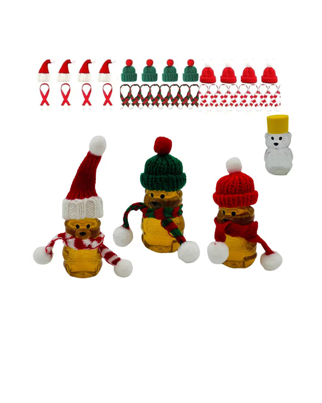 DIY: 12-pack, 2 Oz Honey Bears With Festive Tobaggan Hats & Scarfs, Honey Not Included - Etsy | Etsy (US)