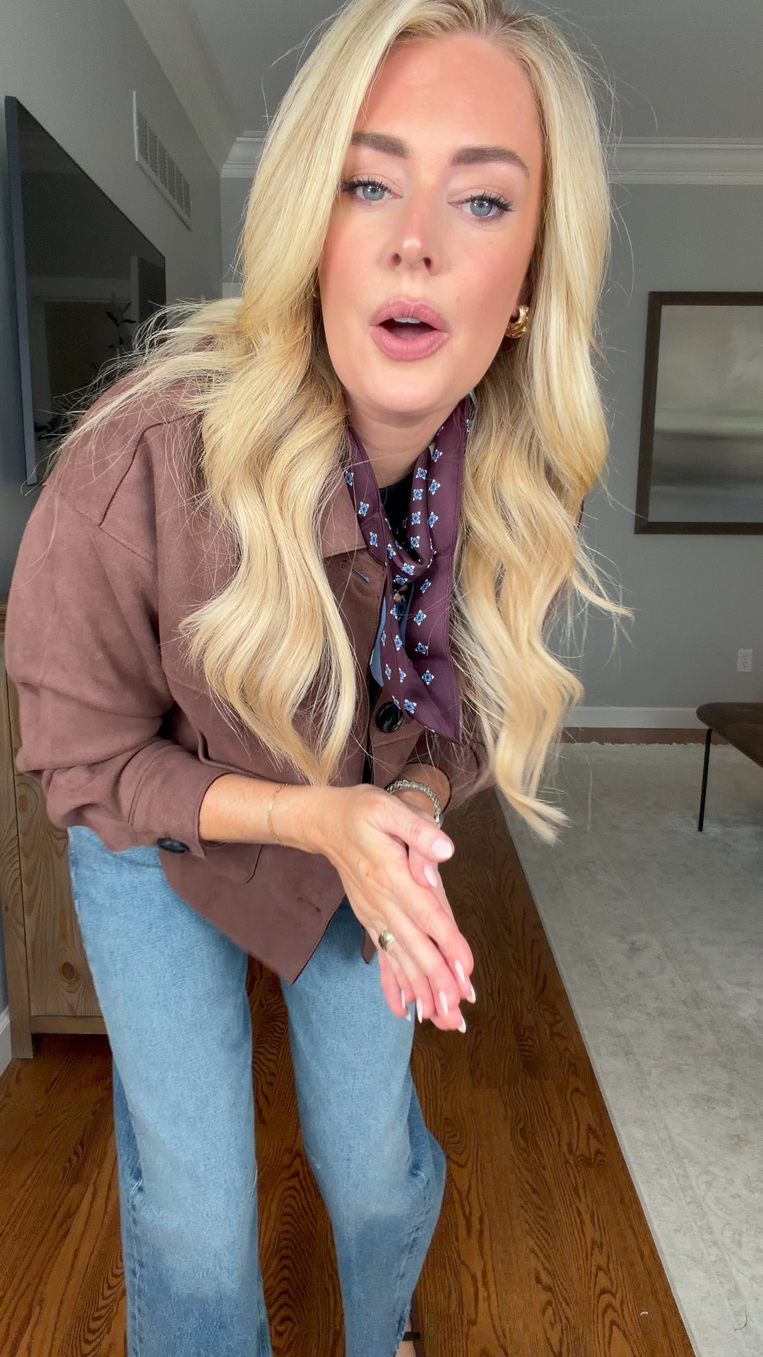 Wearing a small in the jacket & top (fits true to size) and a 26 in the jeans (sized down one)



#LTKootd #LTKSeasonal #LTKgrwm