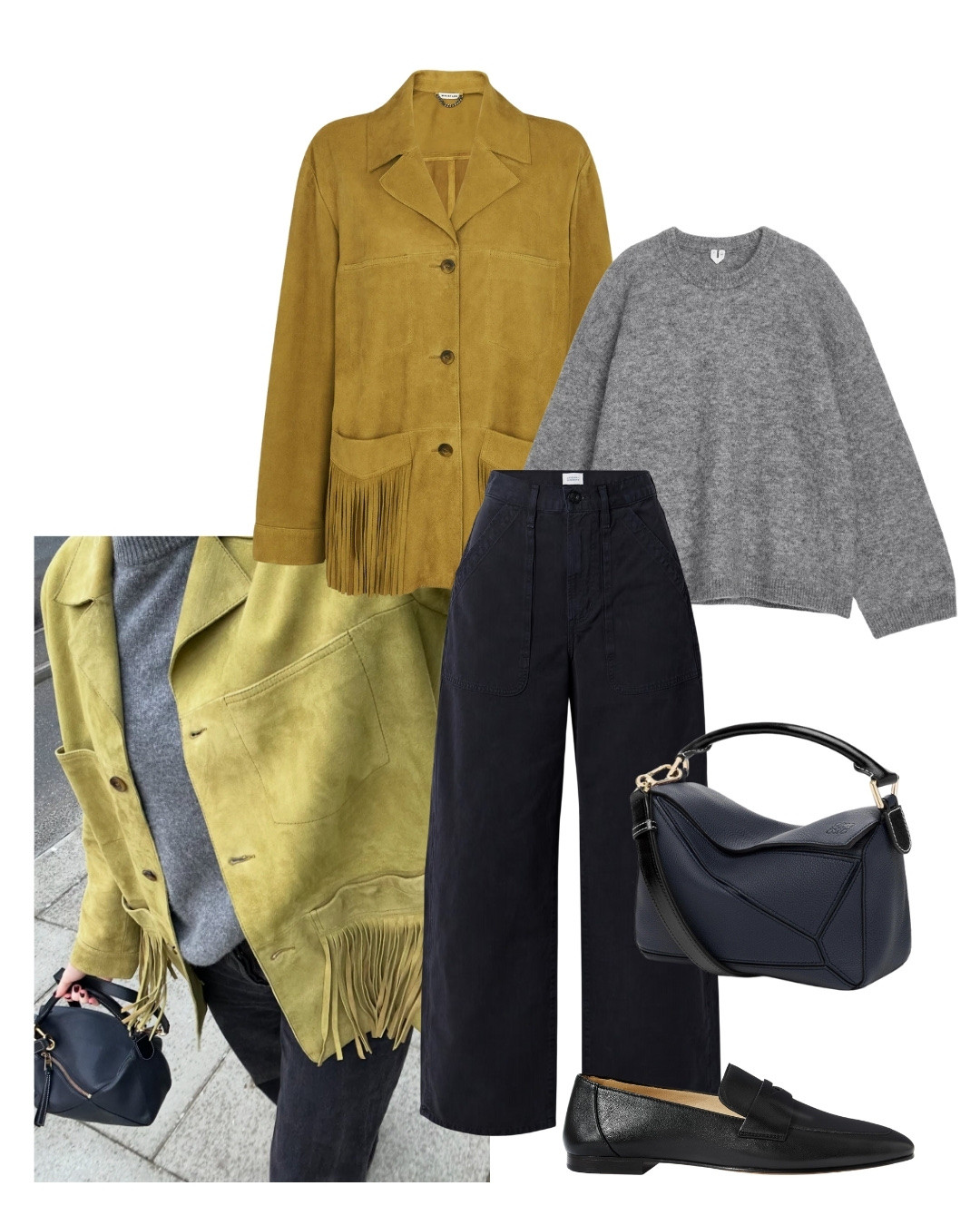 It’s definitely the season for wearing green, and here’s how I love styling it. One of my most worn jackets, the Lani Tassel Suede Jacket from Whistles, styled with a dark neutral casual look and my Le Monde Beryl Penny loafers 

#LTKautumn #LTKbag #LTKstyletip