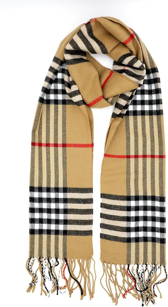 Achillea Soft & Warm Solid/Plaid Color Cashmere Feel Winter Scarf Unisex | Amazon (US)