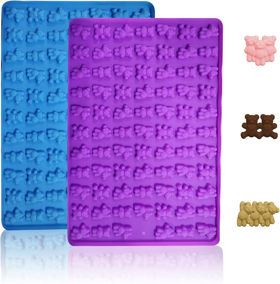 2 PCS Gummy Bear Candy Molds Silicone, 152 Cavity Bear Shape Mini Silicone Gummy Molds for Chocol... | Amazon (US)
