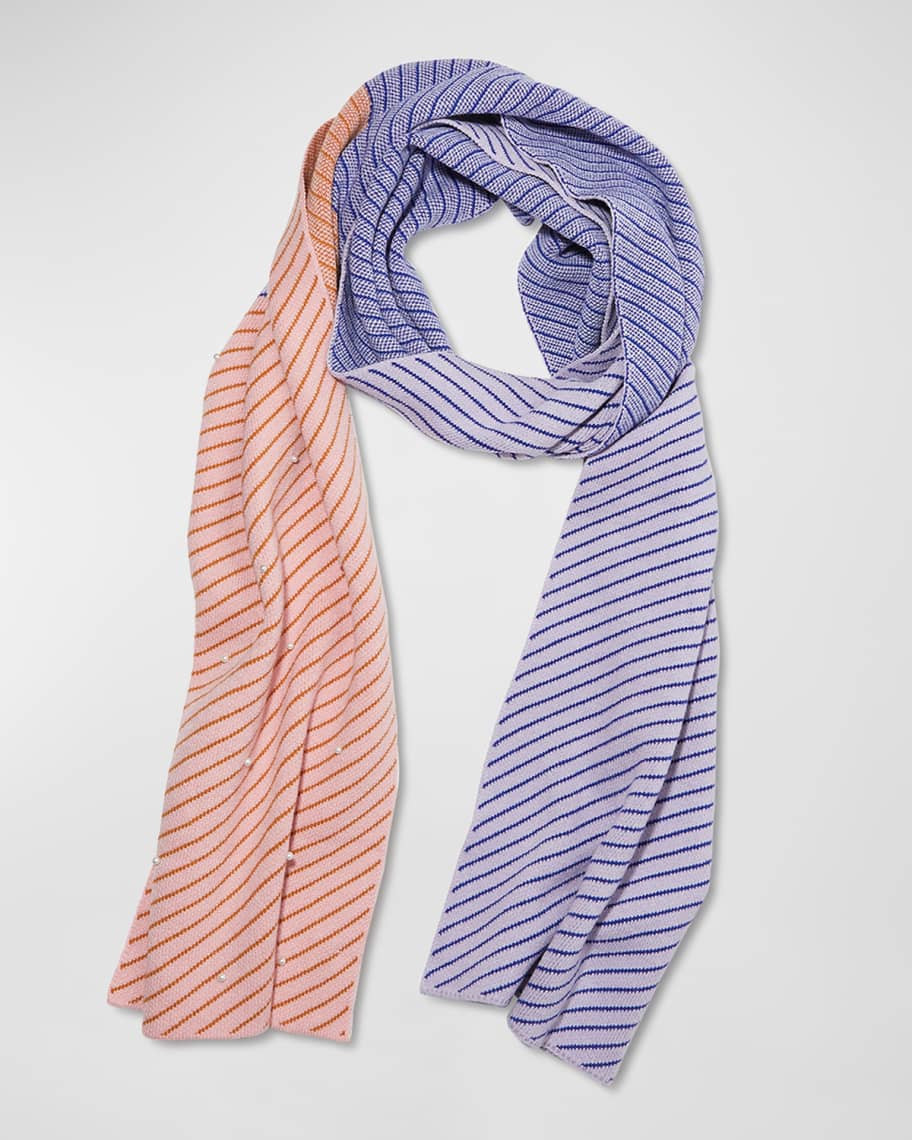 Lele Sadoughi Oversized Two-Tone Stripe Scarf | Neiman Marcus