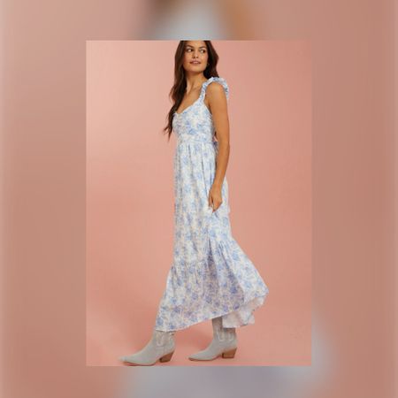 Blue & white floral maxi dress 

#LTKSeasonal #LTKFindsUnder100