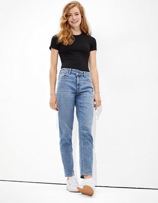 AE Stretch Crossover Highest Waist Mom Jean | American Eagle Outfitters (US & CA)