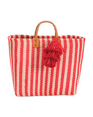 Large Lido Handwoven Sisal Carry All Tote With Leather Handles | Handbags | Marshalls | Marshalls