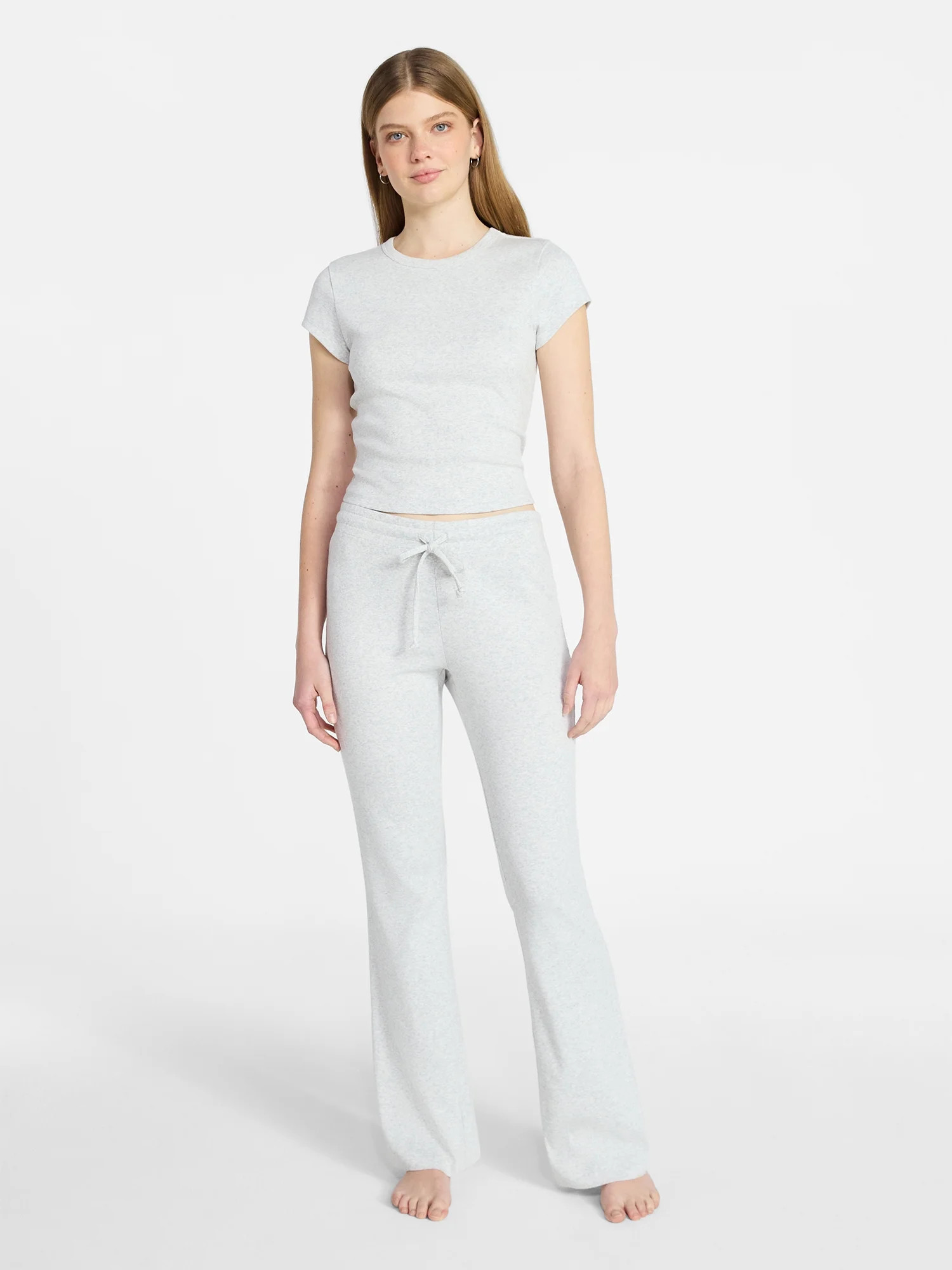 No Boundaries Rib Tee and Pants Sleep Set, 2-Piece, Women's XXS-3X | Walmart (US)