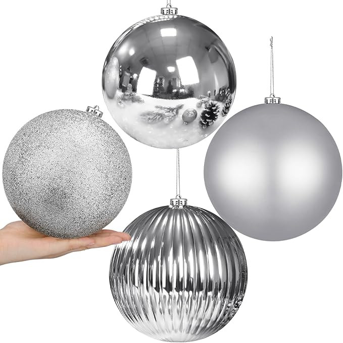 Liliful 4 Pcs 6" Christmas Balls Ornaments Hanging Extra Large Christmas Tree Ornaments Decoratio... | Amazon (US)
