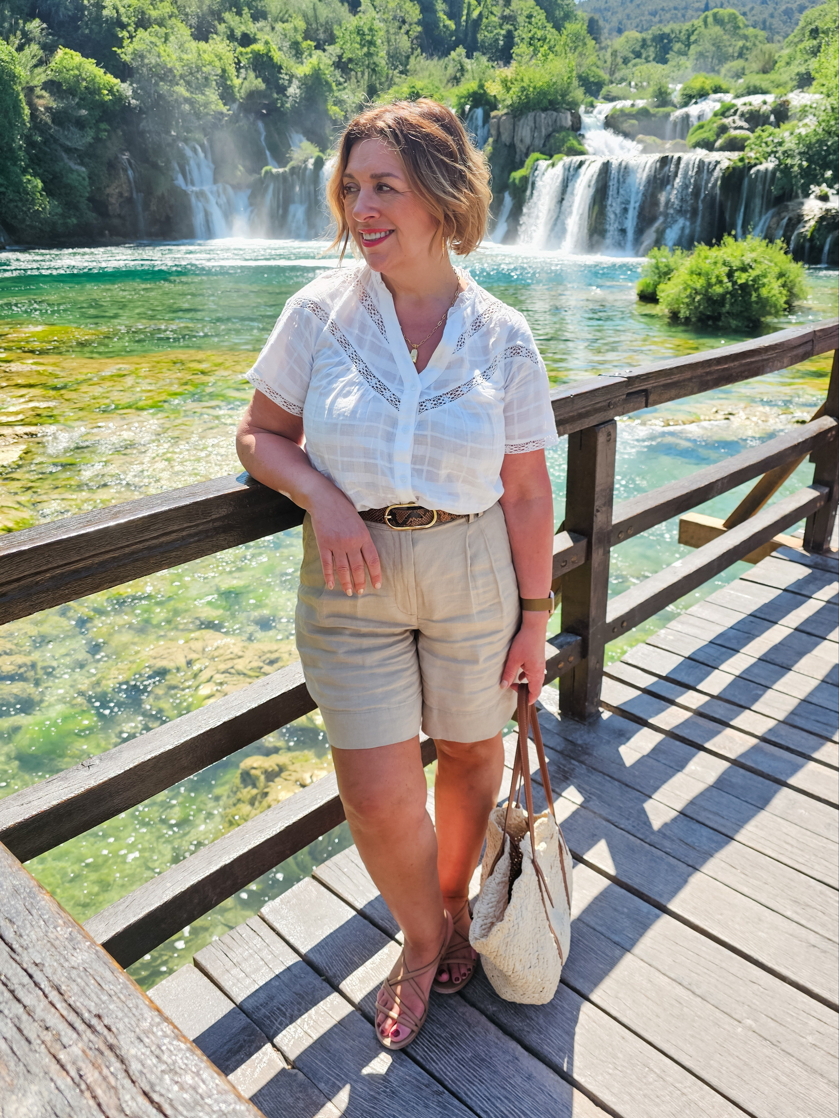 White lace trim blouse, beige linen shorts, tan comfy sandals. Summer holiday outfit sorted

#LTKsummer #LTKover50style #LTKpetite