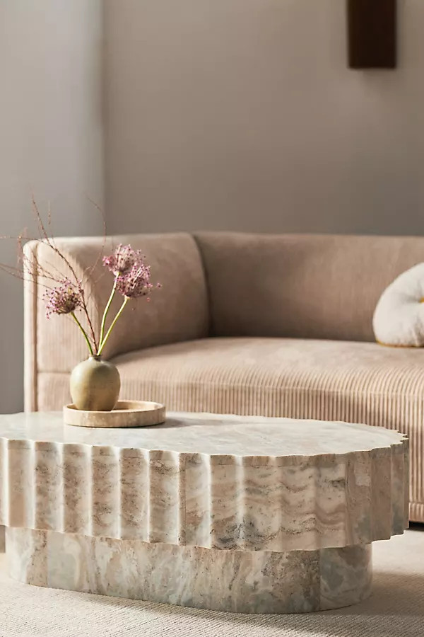 Jolie Oval 44" Marble Coffee Table | Anthropologie (US)