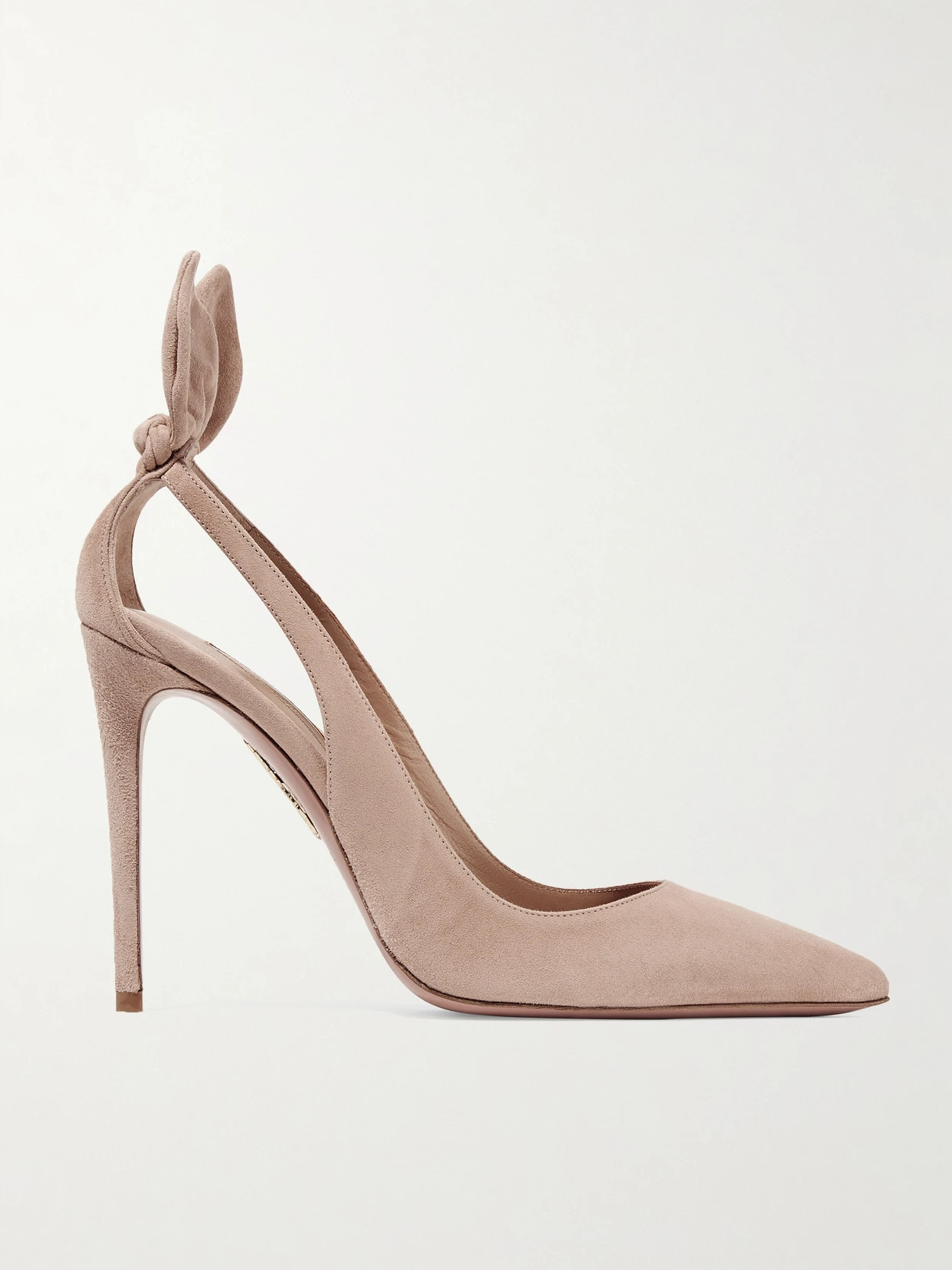 Aquazzura - Bow Tie 105 Suede Pumps - Pink | NET-A-PORTER (US)