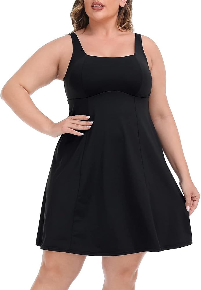 HDE Womens Plus Size Tennis Athletic Workout Dress Adjustable Straps Exercise Golf Dress with Bui... | Amazon (US)