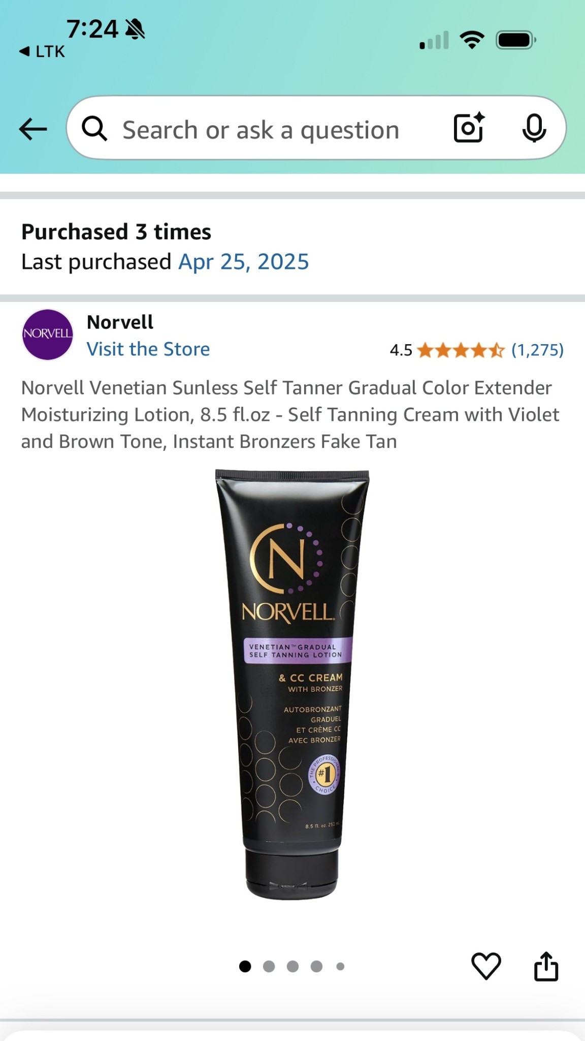 My tried and true tan extender. Can be used on its own for a natural glow or after a spray tan to make it last longer. This gives me the best color ever and is foolproof. No streaks. 

#LTKSwim #LTKSeasonal #LTKBeauty