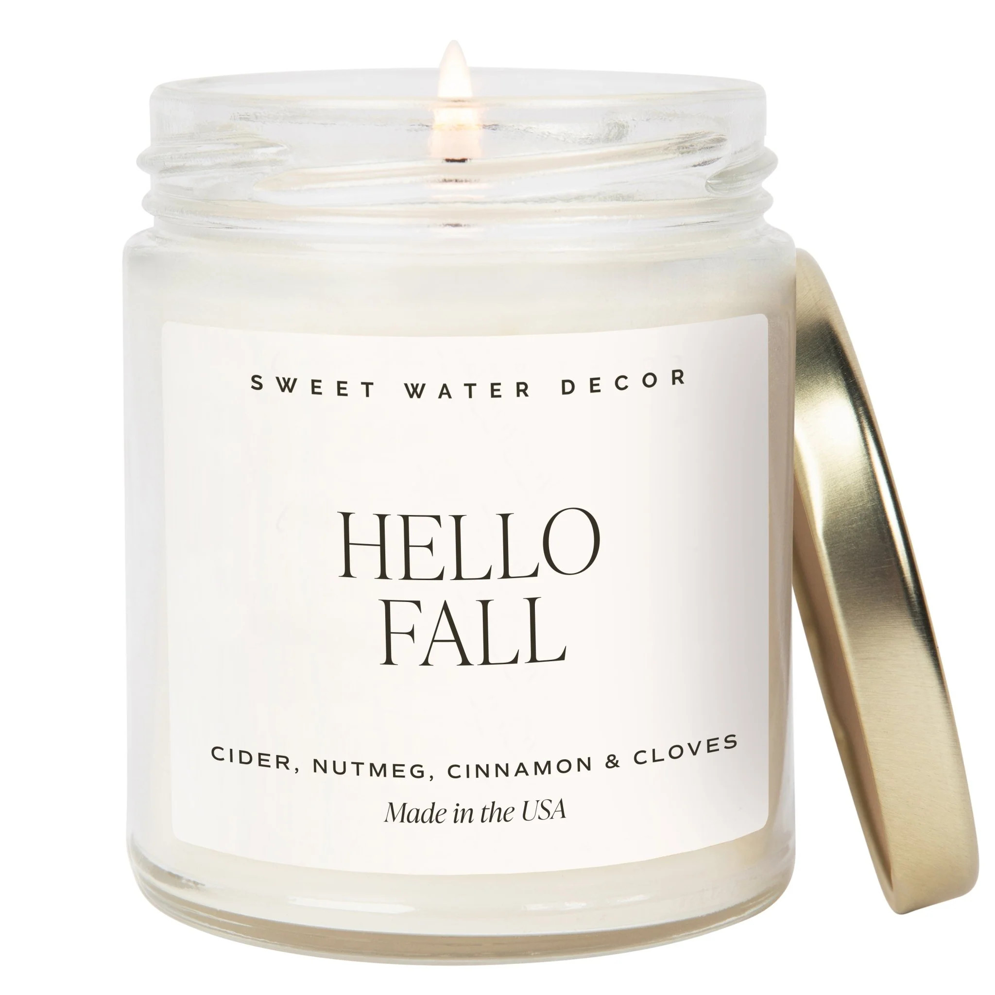 Hello Fall Soy Candle - Clear Jar - 9 oz | Sweet Water Decor, LLC