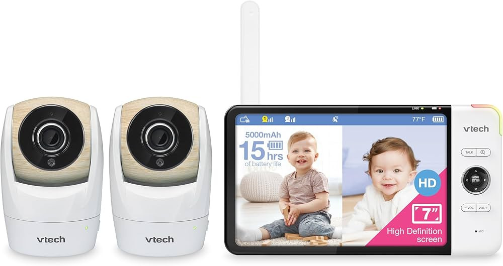 VTech VM919-2HD Baby Monitor, 7" 720p Screen, 2 Cameras, 360 Panoramic Viewing, 110 Wide-Angle Vi... | Amazon (US)