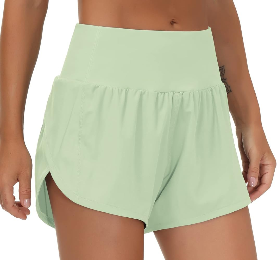 THE GYM PEOPLE Womens High Waisted Running Shorts Quick Dry Athletic Workout Shorts with Mesh Lin... | Amazon (US)