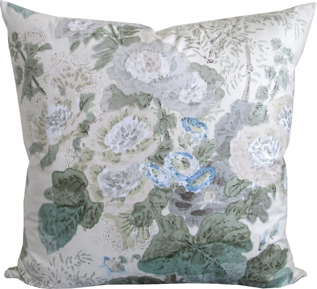 Hollyhock Grey/Sage-Lee Jofa-High End Designer Decorative Pillow Cover-Accent Pillow-Single Sided | Etsy (US)