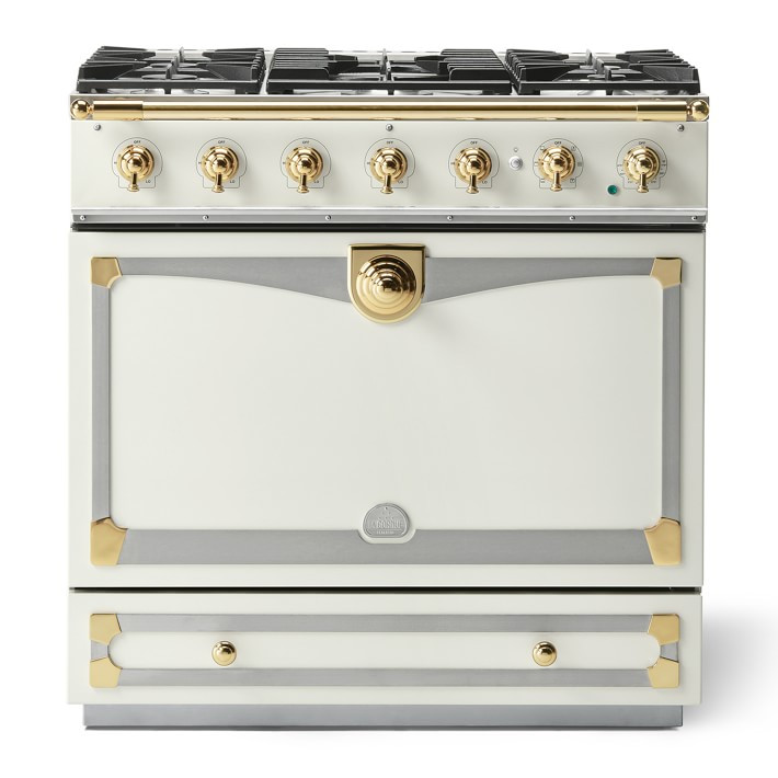 La Cornue CornuFe 90 Albertine Suzanne Kassler Collection, Roquefort with Stainless Steel & Polis... | Williams-Sonoma