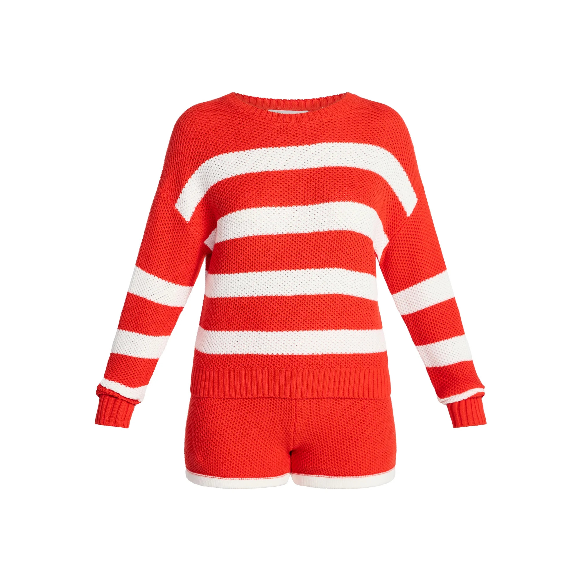 No Boundaries Drop Shoulder Crewneck Pullover Top and Shorts Set, 2-Piece, Women's XXS-XXL | Walmart (US)