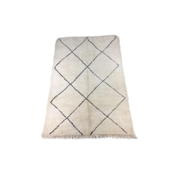 Moroccan rug from Beni Ourain, Soft handmade wool rug 100% natural, White and Black rug for livin... | Etsy (US)