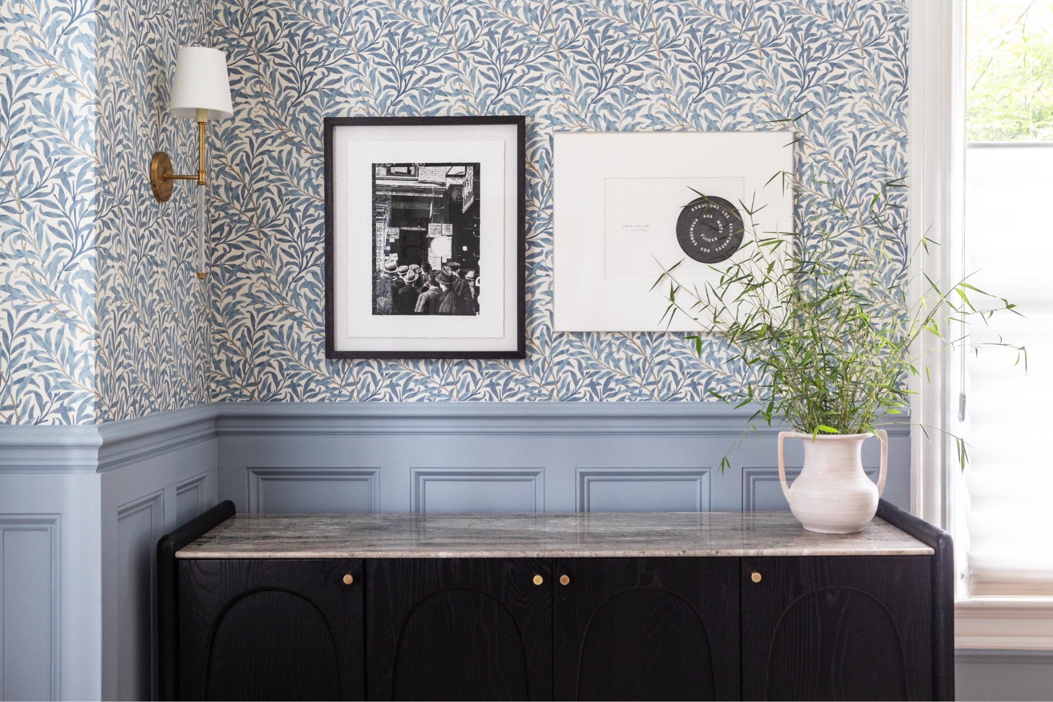 Family dining room, blue walls, floral wallpaper, custom paneling 

#LTKFamily #LTKHome