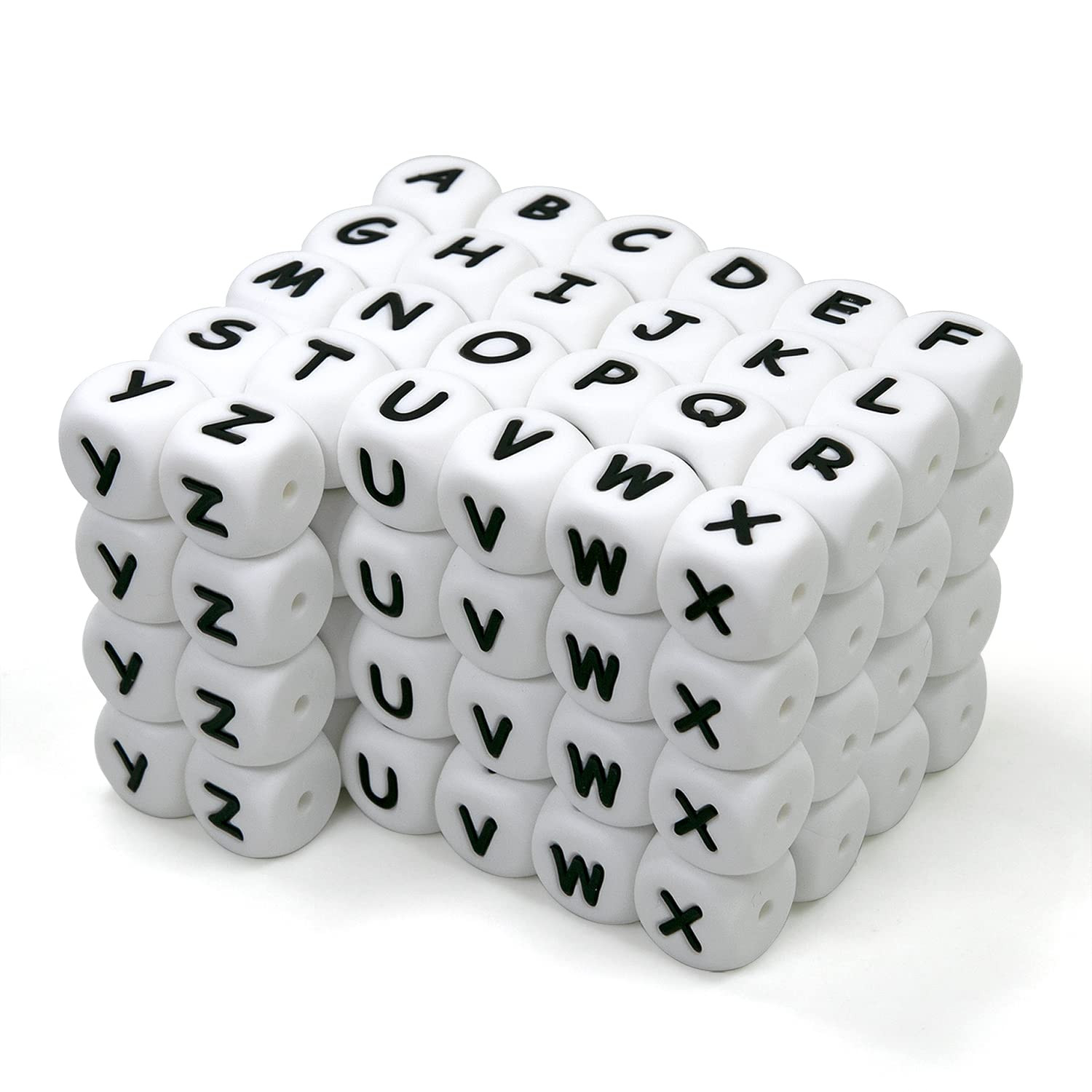 104 Pcs Silicone Letter Beads, Alphabet 12mm Square Letter Beads for Keychain Making, and Bracele... | Amazon (US)