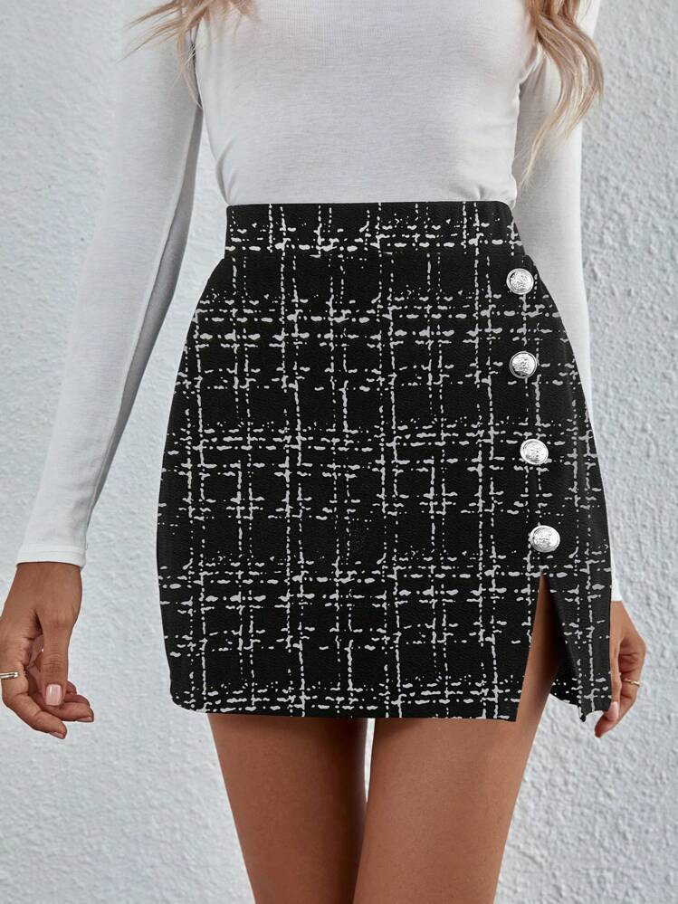 Emory Rose Tweed Skirt  | SHEIN