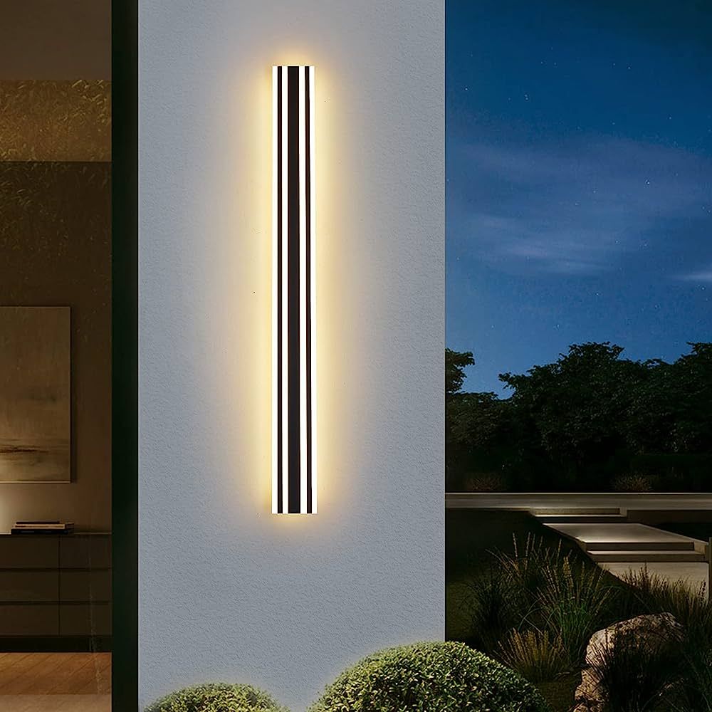 Outdoor LED Long Linear Wall Light, Modern Strip Lighting Rectangular Wall Sconce for Porch, Pati... | Amazon (US)