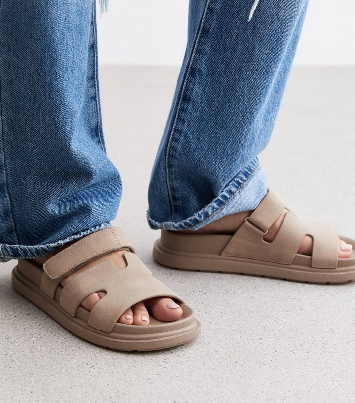 Mink Suedette Flat Sandals  | New Look | New Look (UK)
